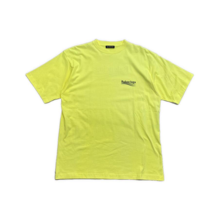 バレンシアガ 半袖Tシャツ ネオンイエロー キャンペーンロゴ