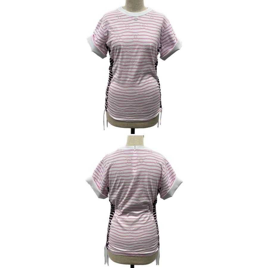 シャネル 半袖Tシャツ ココマーク ピンク ボーダー 24年 P77169K11149