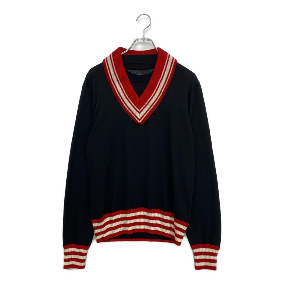 メゾンマルジェラ 長袖セッター レッド メゾンマルジェラ チルデンニット ブラック レッド メンズ SIZE M