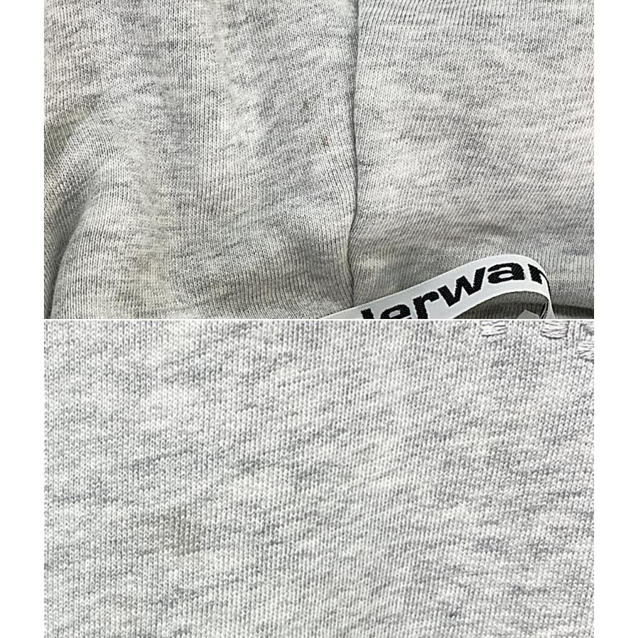 【美品】アレキサンダーワン クロップドパーカー ロゴ グレー フード付き S 美品】アレキサンダーワン クロップドパーカー ロゴ グレー フード付き