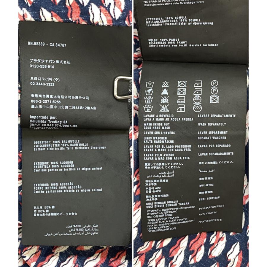 プラダ 長袖シャツ ネイビー リップ総柄 UCM608 15SS メンズ SIZE 40