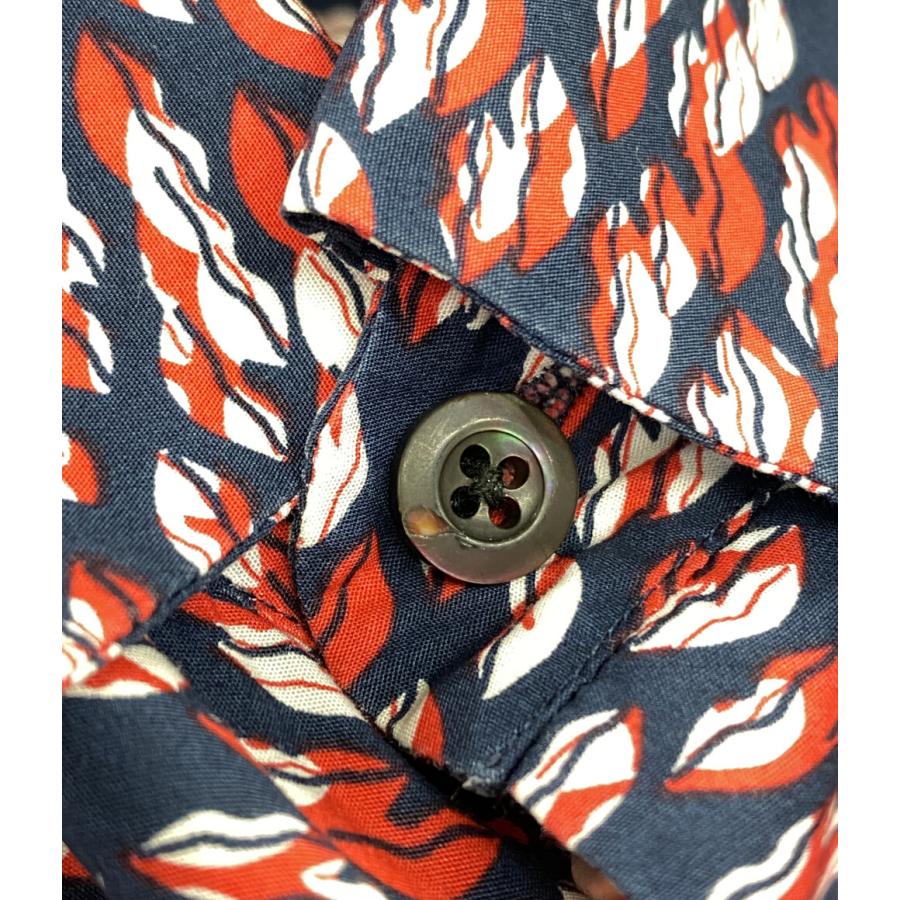 PRADA プラダ 16ss 総柄長袖シャツ UCM956 プラダ 長袖シャツ ネイビー リップ総柄 UCM608 15SS メンズ SIZE 40