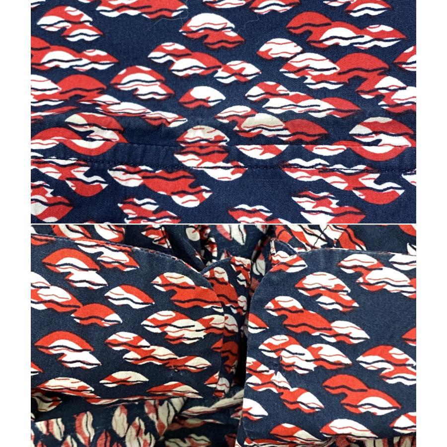 プラダ 長袖シャツ ネイビー リップ総柄 UCM608 15SS メンズ SIZE 40