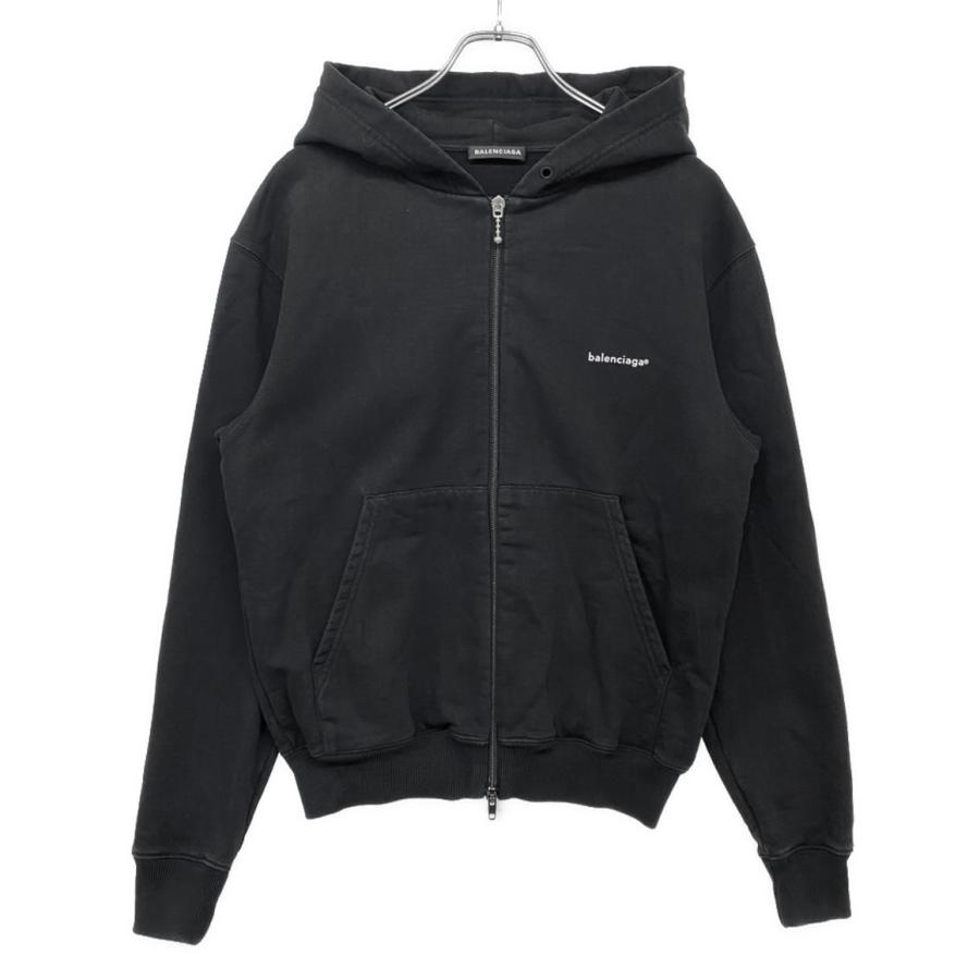 balenciaga ブラック パーカー メンズ BALENCIAGA（バレンシアガ） ジップアップパーカー ブラック ロゴ 2018