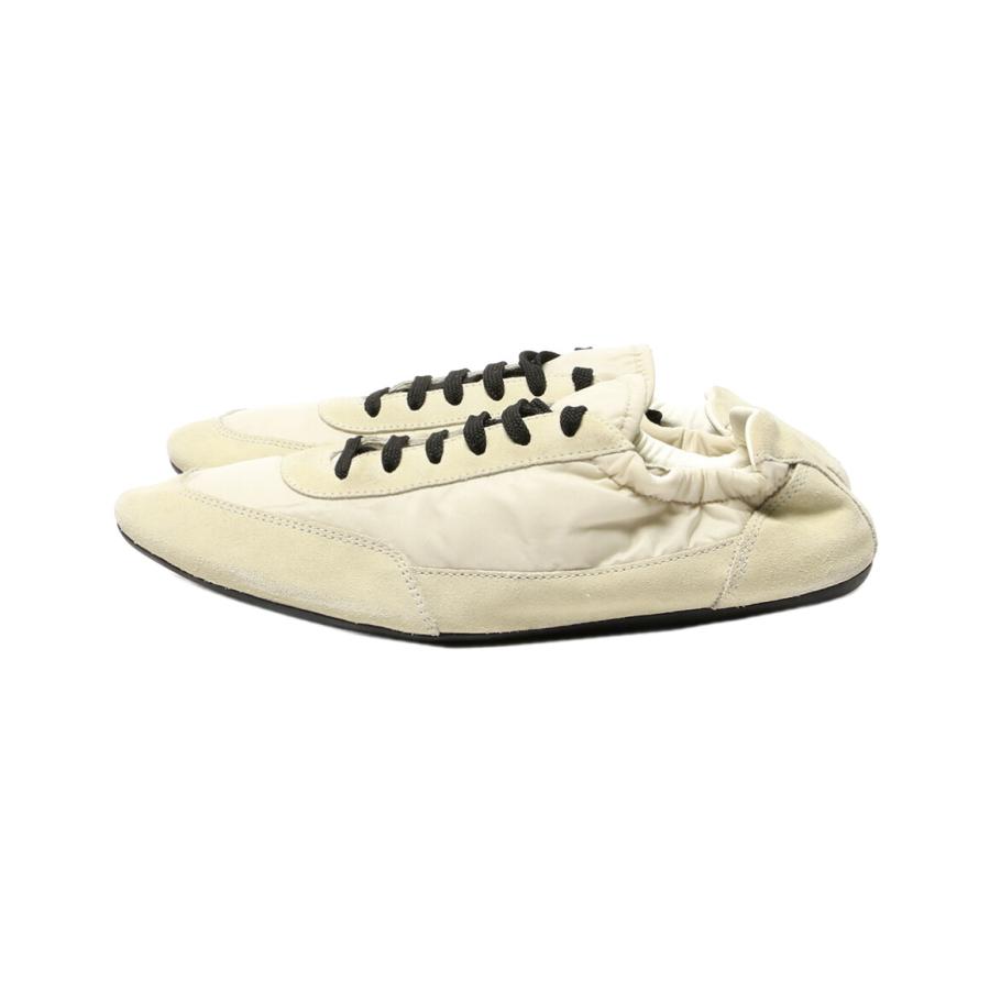 PRADA（プラダ） コラプス Re-Nylon xスエード スニーカー アイボリー