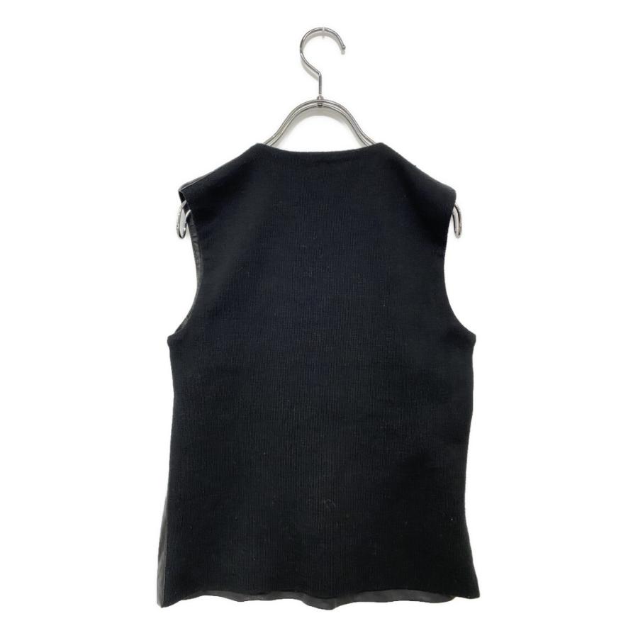 マルタンマルジェラ ベスト ブラック レザー ウール 929PT0107579