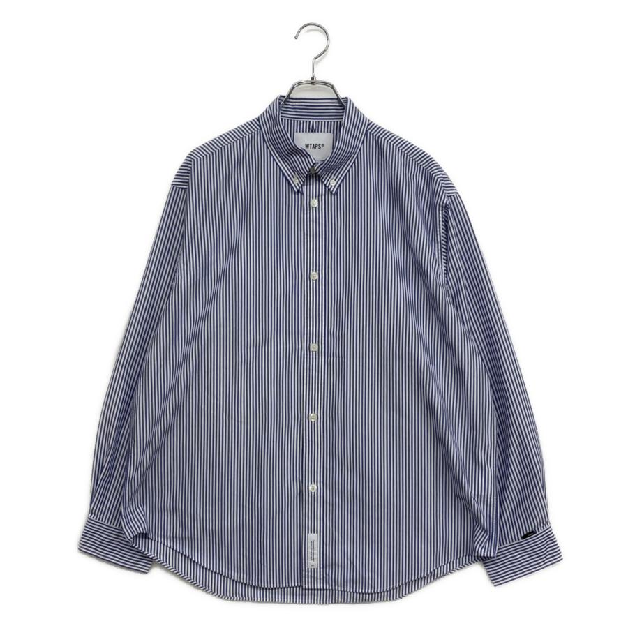 WTAPS ボタンダウンシャツ 長袖シャツ231GWDT-SHM03 ダブルタップス 長袖シャツ ストライプ ブルー 231GWDT-SHM03 メンズ