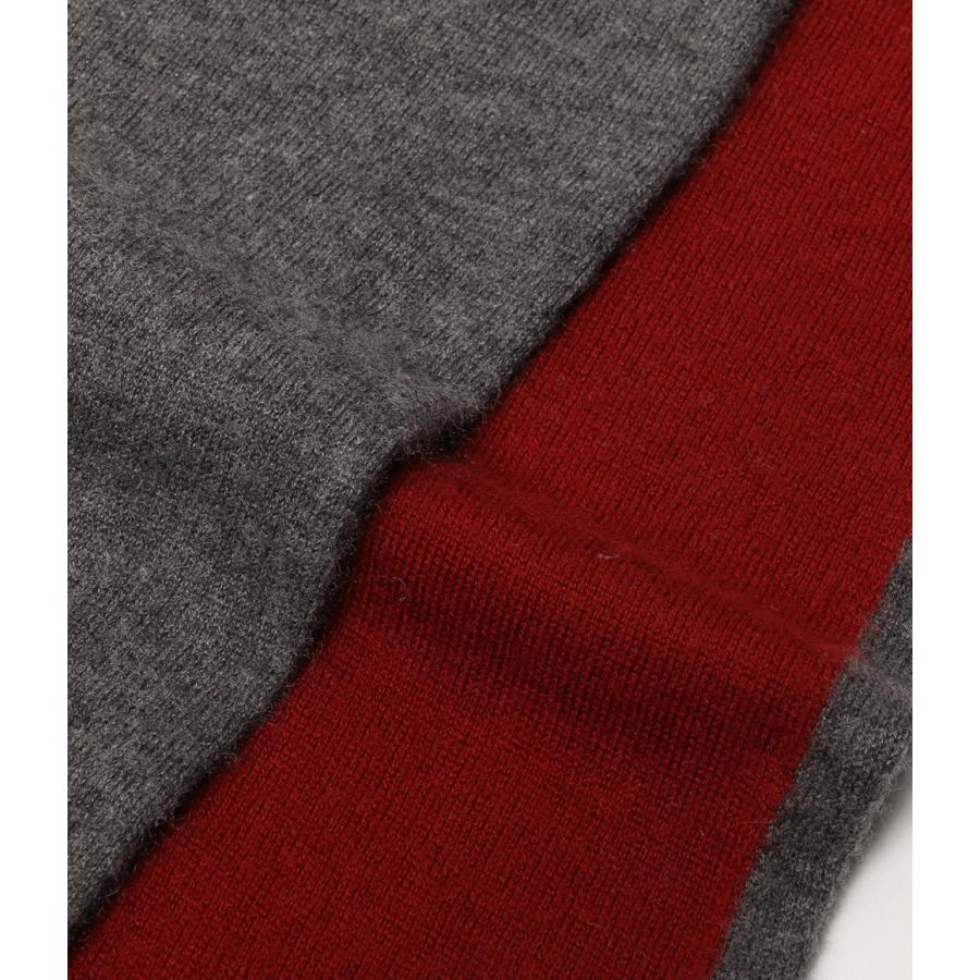 HERMES（エルメス） カシミヤ マフラー グレー×レッド レディース 中古