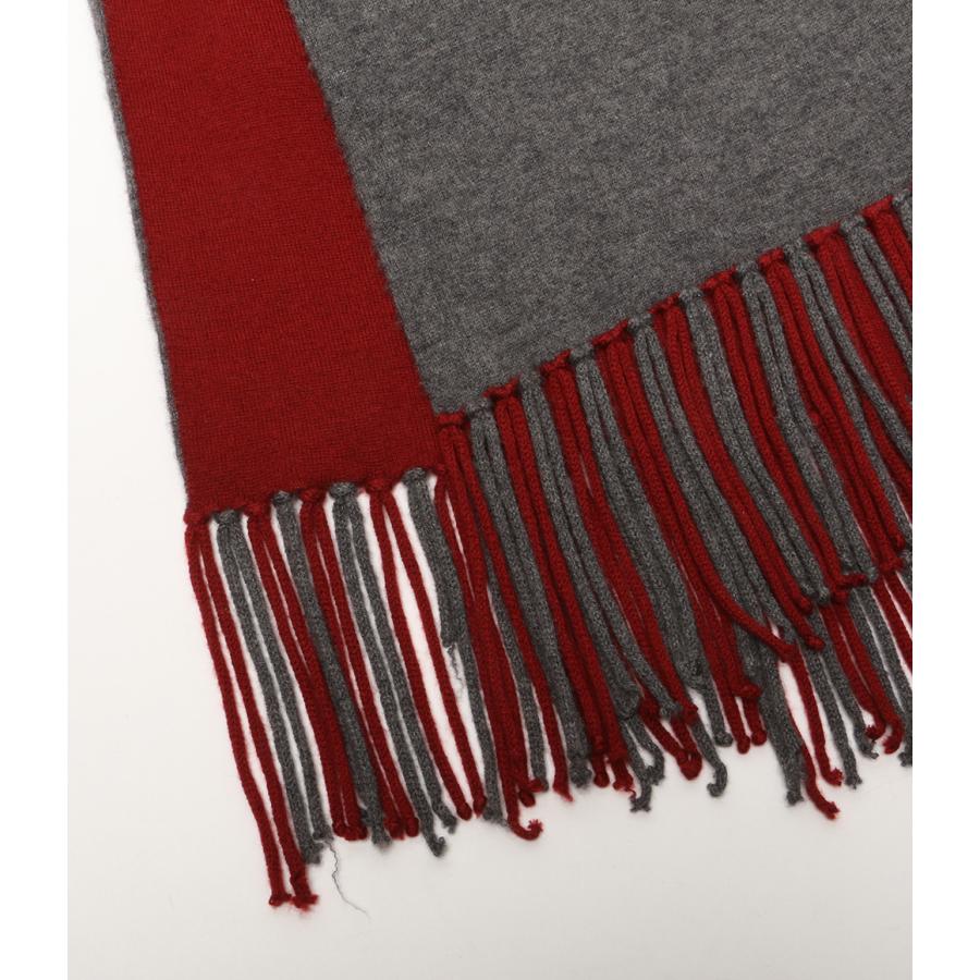 HERMES（エルメス） カシミヤ マフラー グレー×レッド レディース 中古