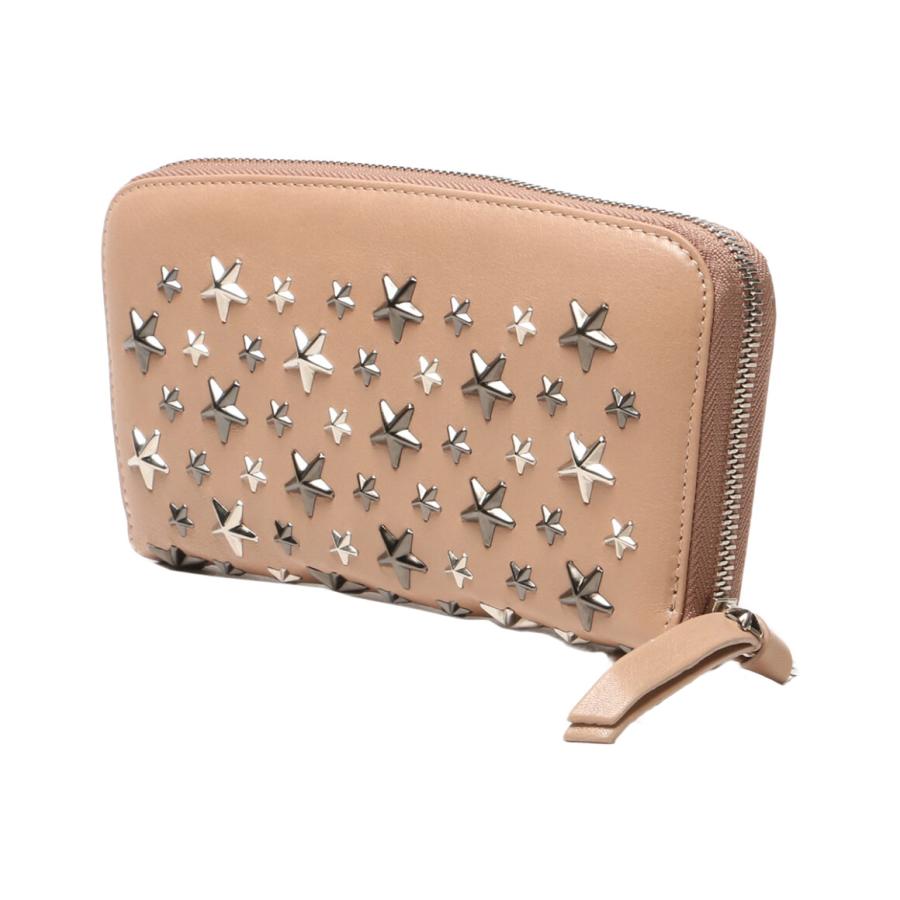 美品 ジミーチュウ スタースタッズ長財布 ピンクベージュ レディース