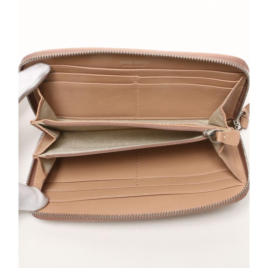 美品 ジミーチュウ スタースタッズ長財布 ピンクベージュ レディース