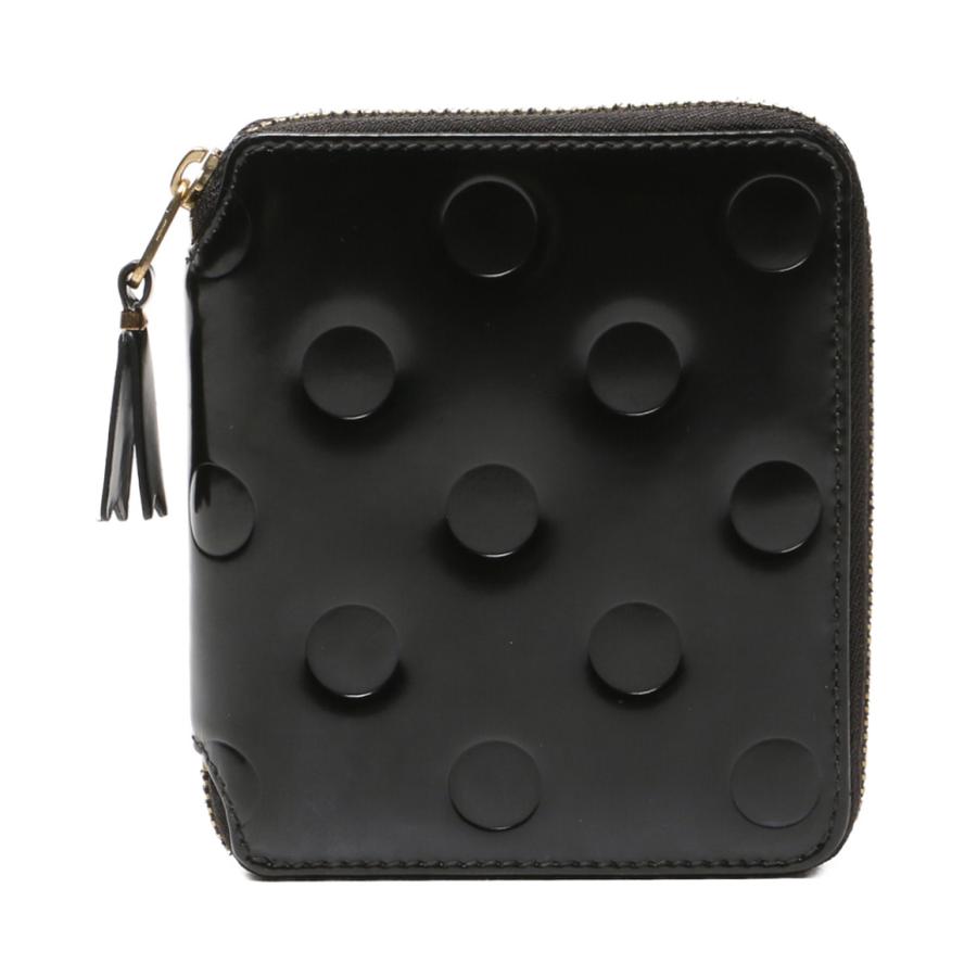 コムデギャルソン 二つ折り財布 ラウンドファスナー ドット ブラック コムデギャルソン 2つ折り財布 ラウンドファスナー ブラックドット