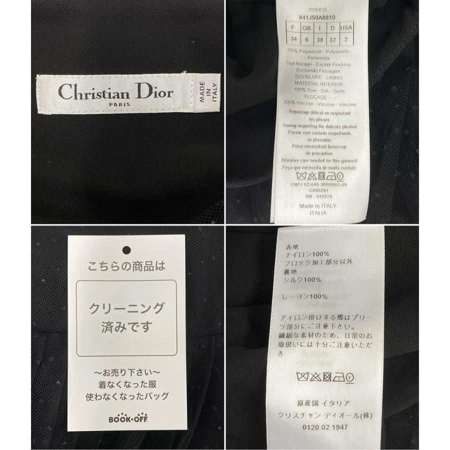 クリスチャンディオール チュールスカート 841J50A8810 ドット ブラック レディース SIZE 34 Christian Dior 中古の画像