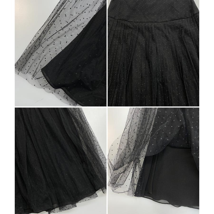 クリスチャンディオール チュールスカート 841J50A8810 ドット ブラック レディース SIZE 34 Christian Dior 中古の画像