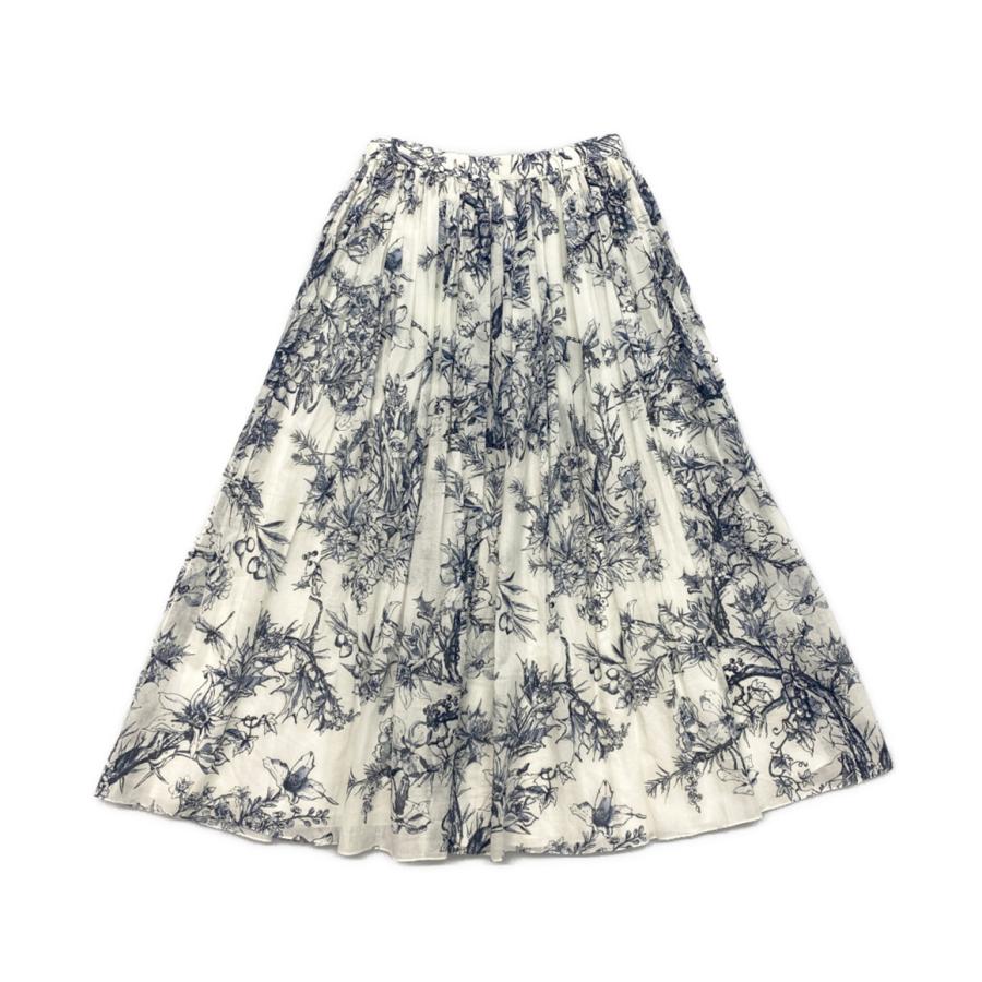 クリスチャンディオール 211J65A3771 ボタニカル柄フレアスカート white×blue レディース SIZE F34 Christian Dior 中古の画像