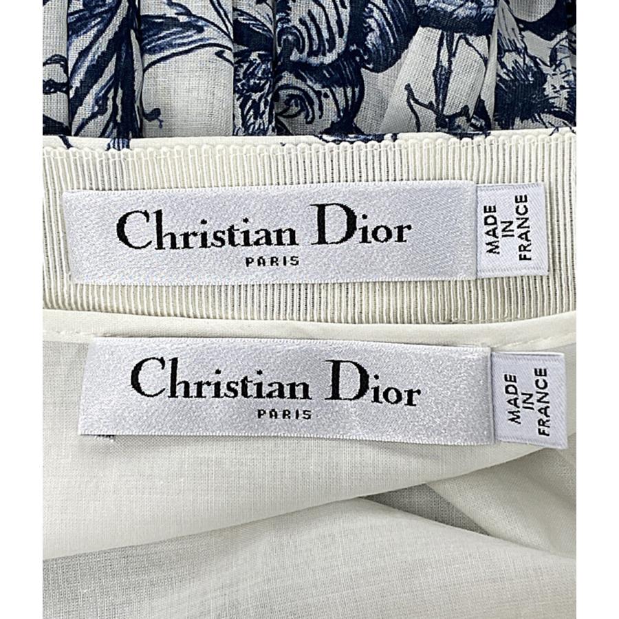 クリスチャンディオール 211J65A3771 ボタニカル柄フレアスカート white×blue レディース SIZE F34 Christian Dior 中古の画像
