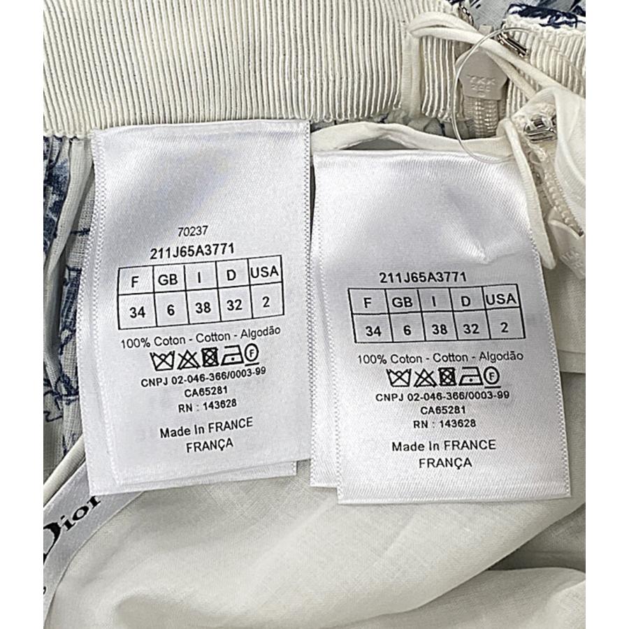 クリスチャンディオール 211J65A3771 ボタニカル柄フレアスカート white×blue レディース SIZE F34 Christian Dior 中古の画像