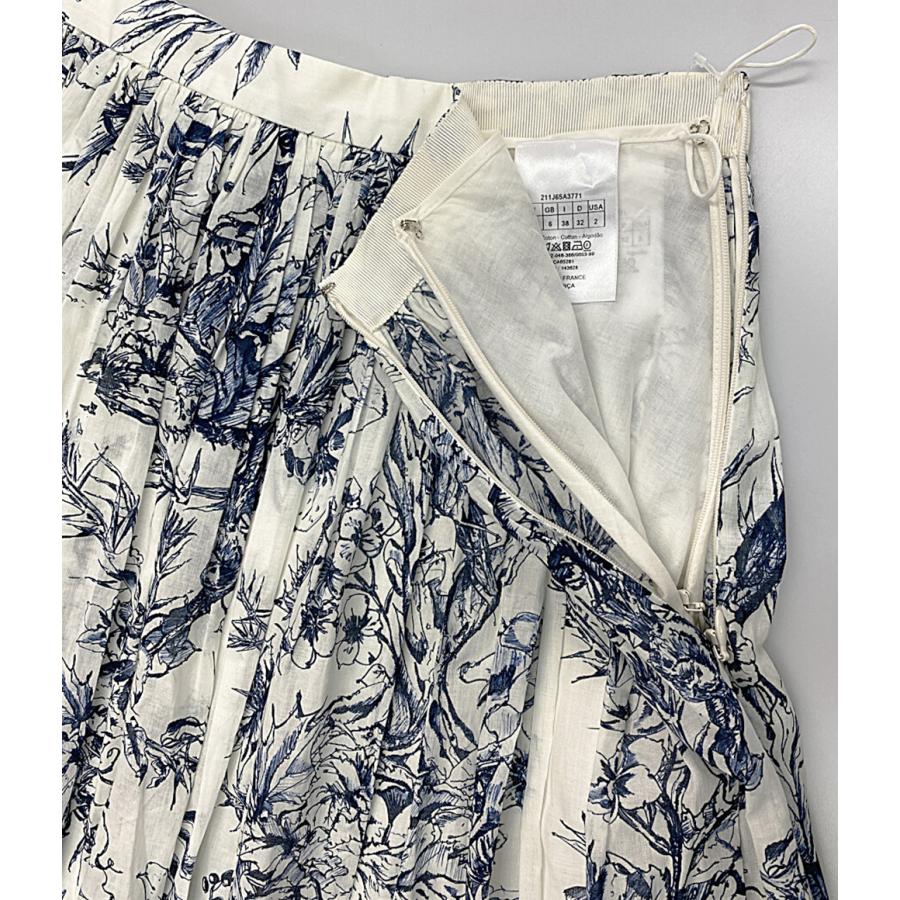 クリスチャンディオール 211J65A3771 ボタニカル柄フレアスカート white×blue レディース SIZE F34 Christian Dior 中古の画像