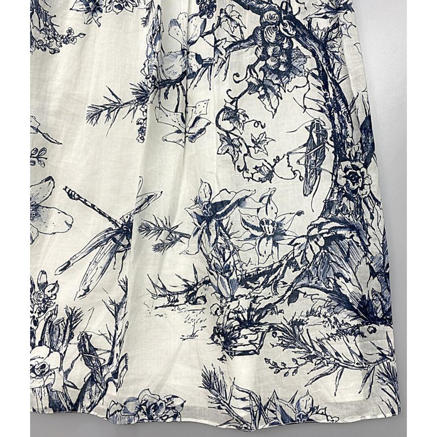 クリスチャンディオール 211J65A3771 ボタニカル柄フレアスカート white×blue レディース SIZE F34 Christian Dior 中古の画像