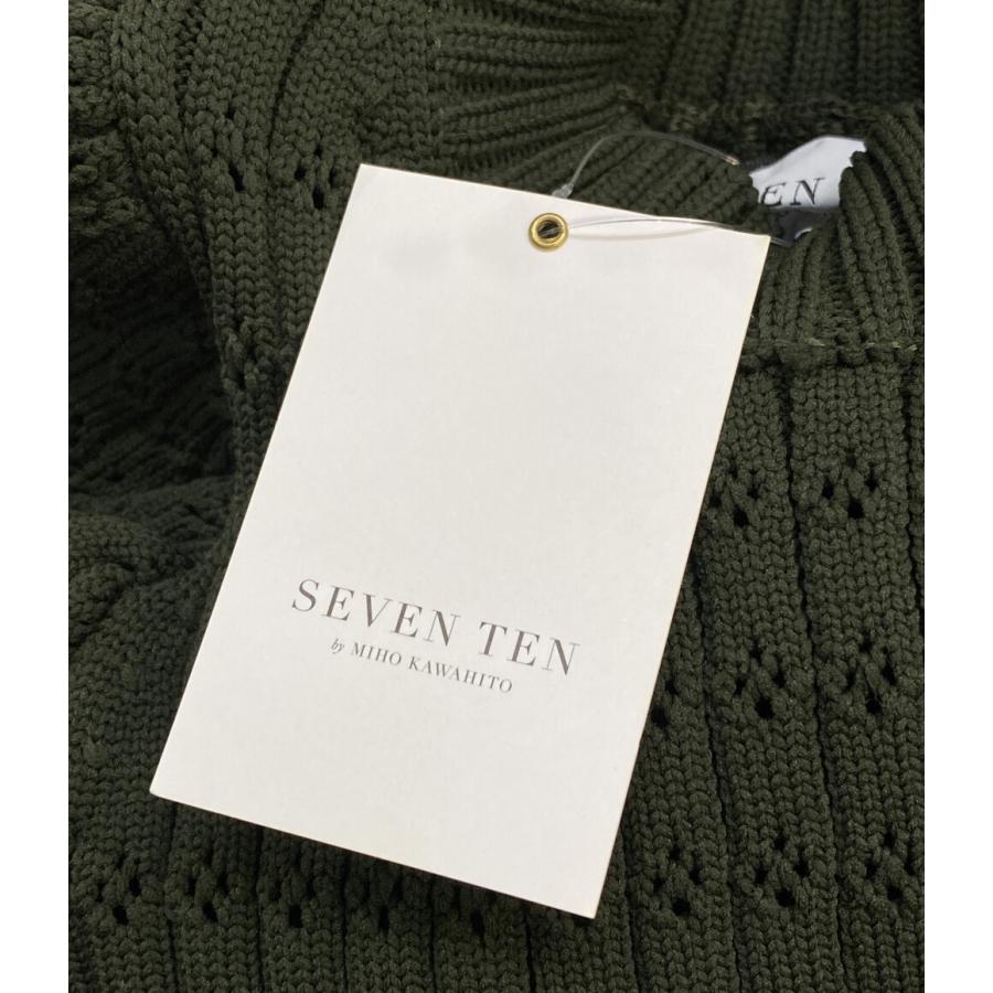 美品 SEVENTEN セブンテンバイミホカワヒト ボリュームスリーブニット S 美品 セブンテン ボリュームスリーブニットワンピース 半袖 グリーン