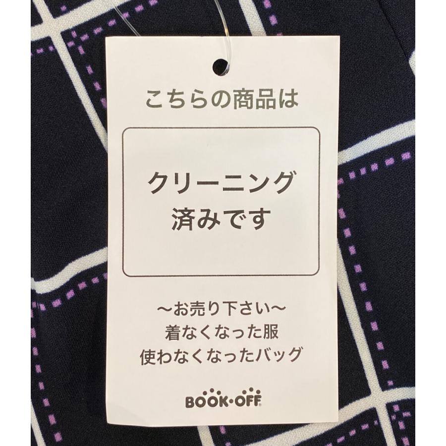 Leilian（レリアン） 半袖ワンピース ブラック チェックパープル