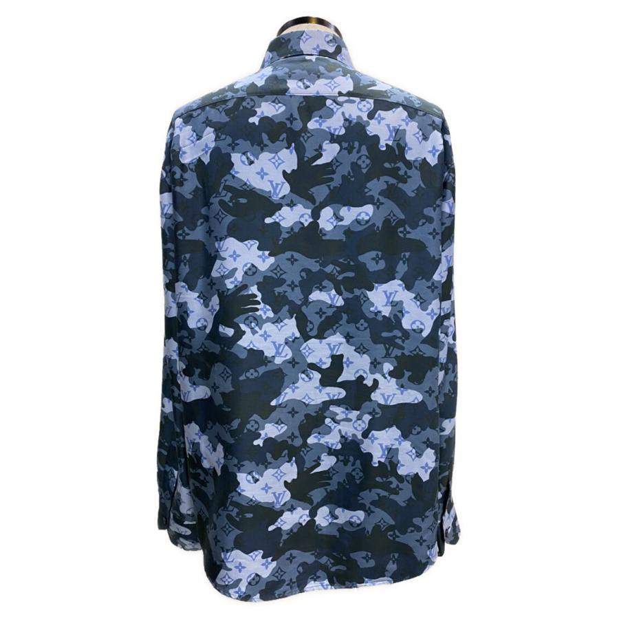 美品✨ルイヴィトン 20AW モノグラム カモフラシャツ シルク100％ XL 美品 ルイヴィトン シルクシャツ モノグラム カモフラ 20AW