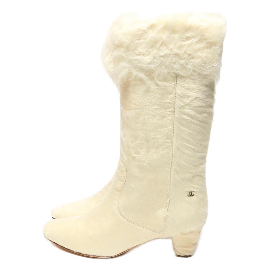 美品 ブーツ ホワイト シアリングファーブーツ レディース SIZE 36.5