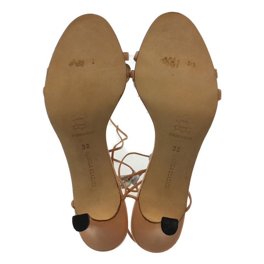 【未使用】MANOLO BLAHNIK レースアップサンダル フラワーモチーフ 未使用】MANOLO BLAHNIK レースアップサンダル フラワーモチーフ