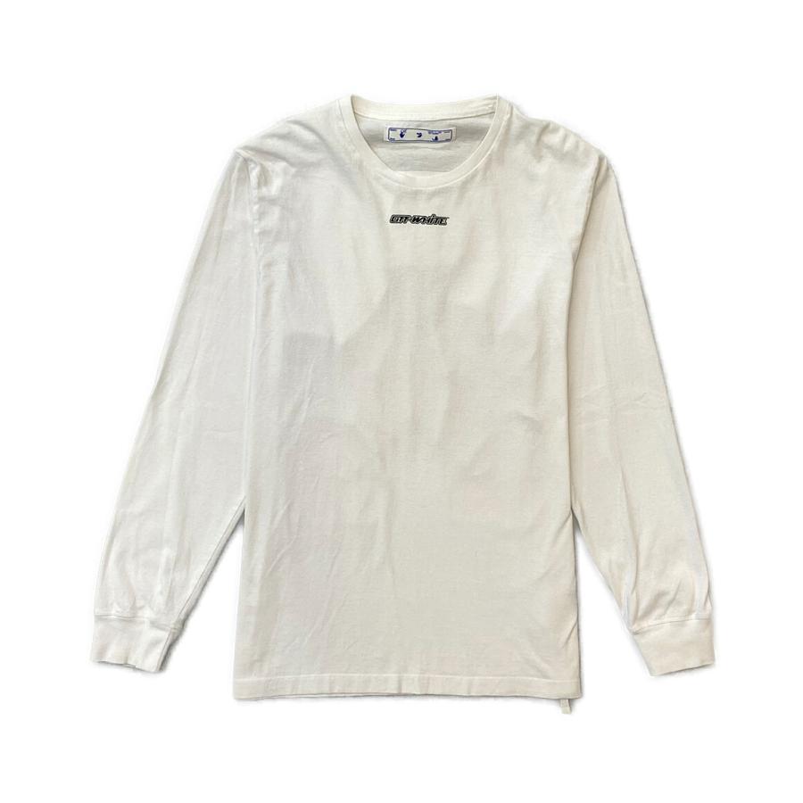 オフホワイト 長袖Tシャツ ロゴペイント カットソー メンズ SIZE L 