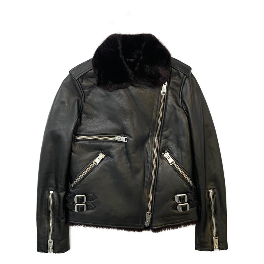 オールセインツ ファーライダースジャケット ダブルライダース