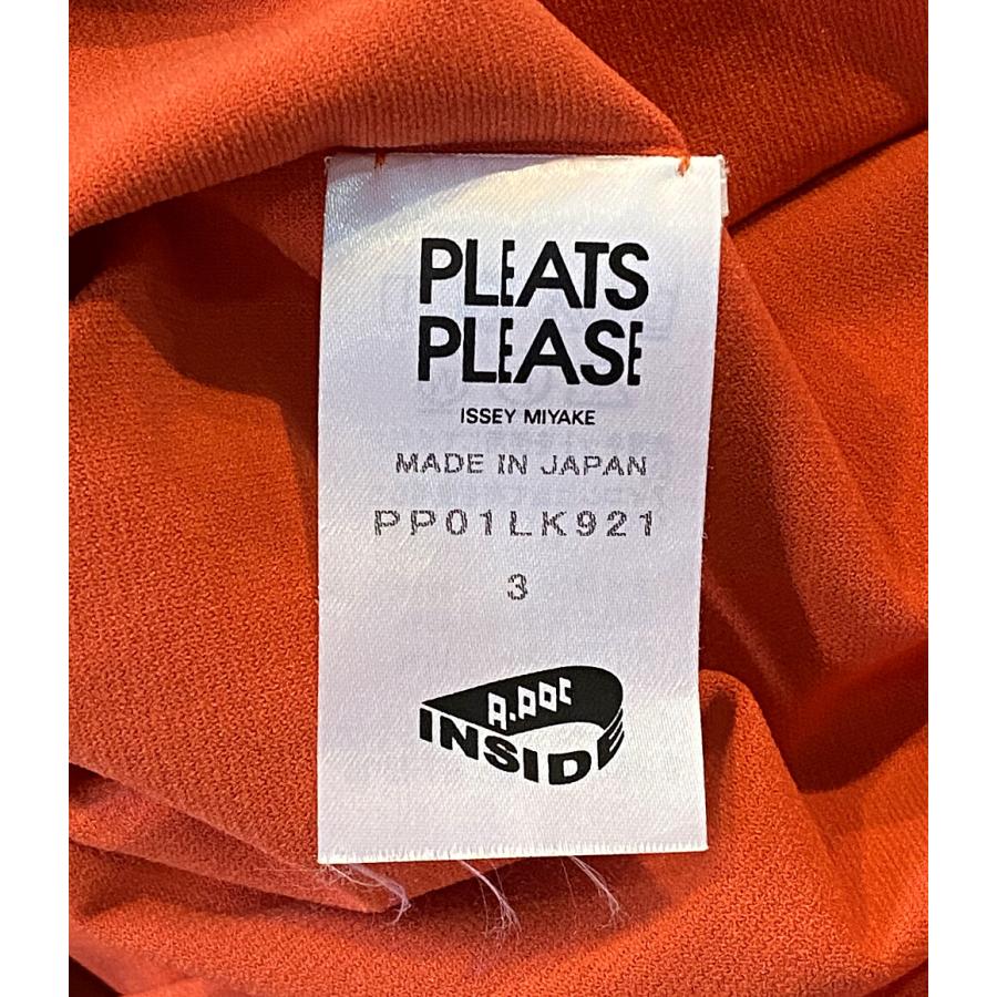美品 PLEATS PLEASE メッシュプリーツカットソー オレンジ サイズ3 プリーツプリーズ カットソー メッシュ切替 オレンジ PP01LK921