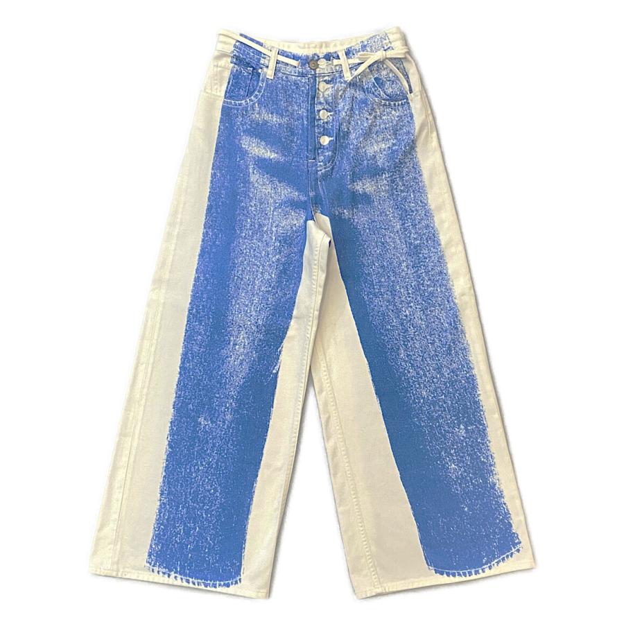 美品 メゾン マルジェラ デニムパンツ MM6 トロンプイユワイドジーンズ 