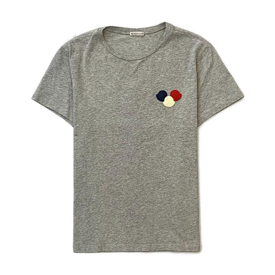 モンクレール 半袖Tシャツ 胸ワッペン グレー メランジ柄 