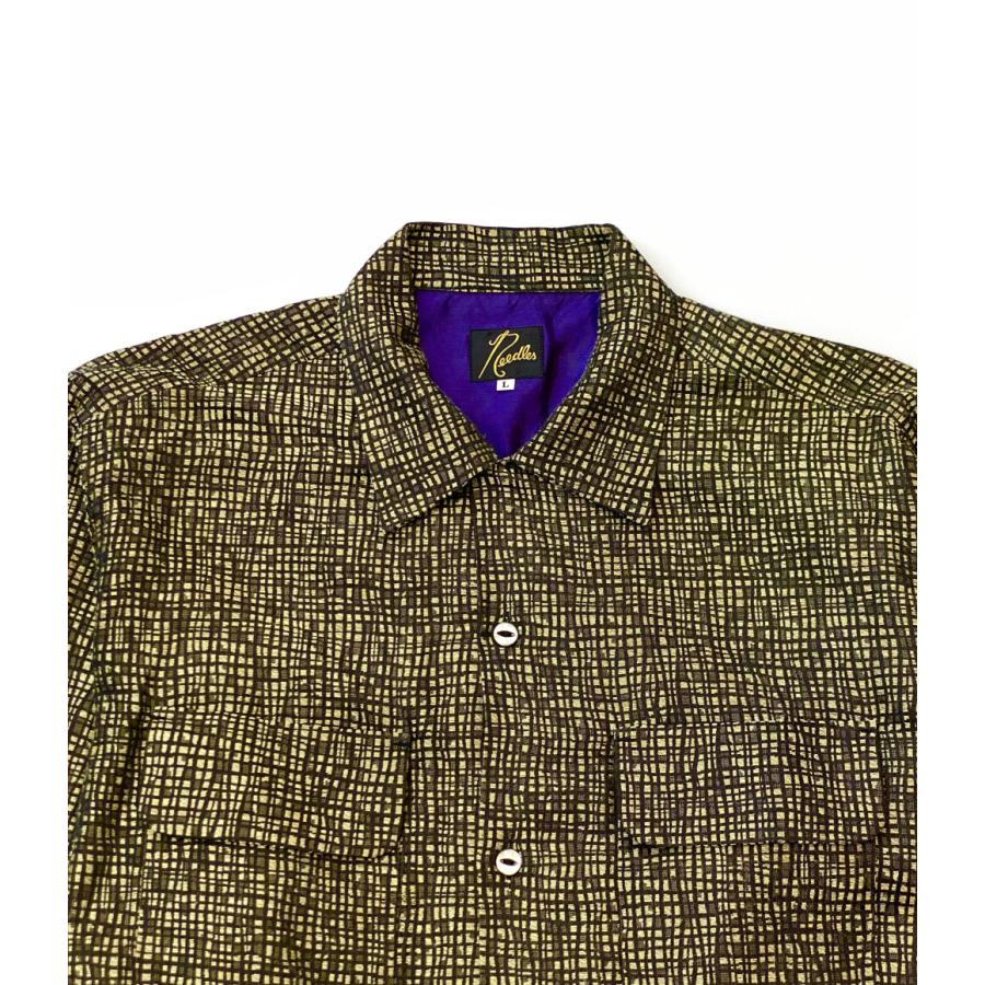 ニードルス 長袖シャツ 総柄 ブラウン系 J0097 メンズ SIZE L NEEDLES