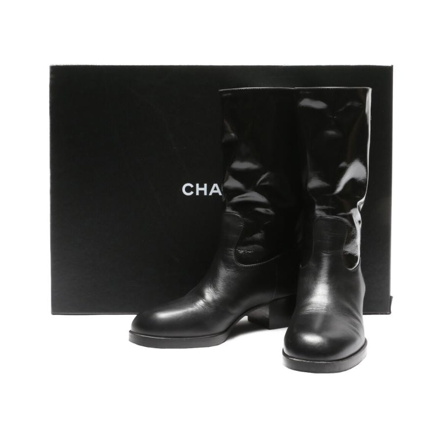週末お値下げ】シャネルブーツ(革黒)