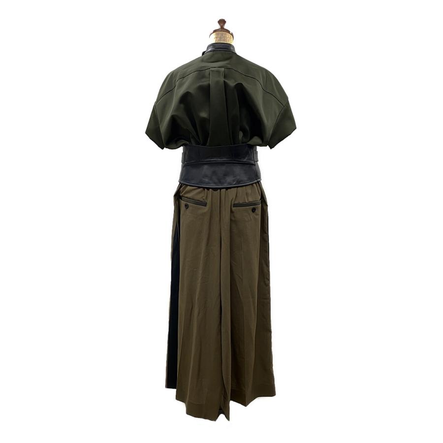 サカイ 半袖ワンピース レザーベルトドッキングドレス 20aw サカイ 半袖ワンピース レザーベルトドッキングドレス 20aw