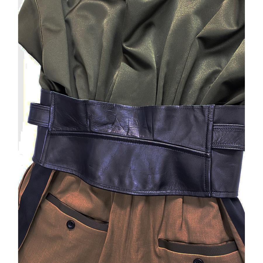 サカイ 半袖ワンピース レザーベルトドッキングドレス 20aw サカイ 半袖ワンピース レザーベルトドッキングドレス 20aw