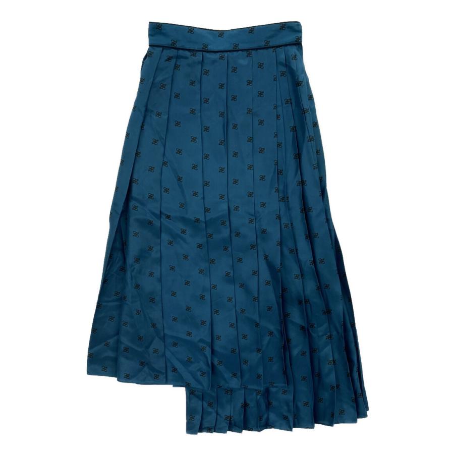 フェンディ プリーツスカート FFカリグラフィ アシンメトリー FQ7132  