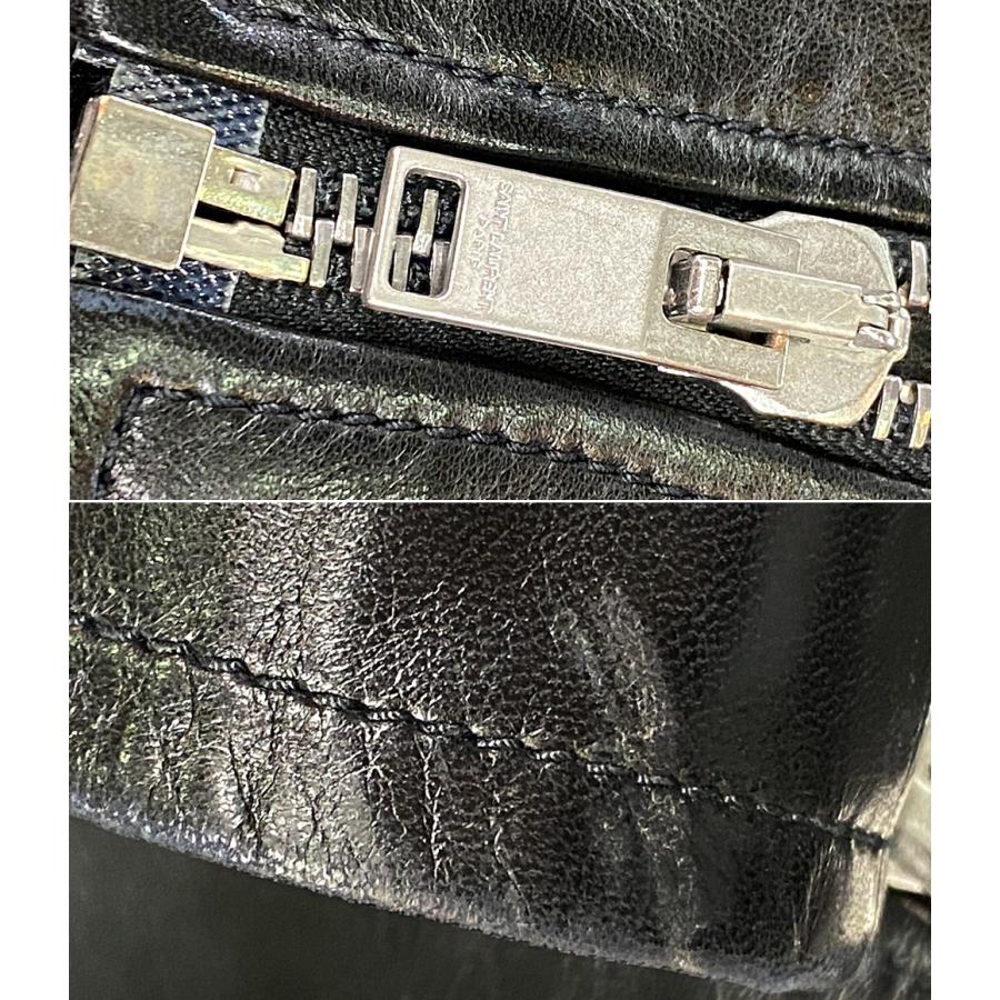 46新品未使用サンローランパリレザーライダースジャケットレザージャケット SAINT LAURENT PARIS】サンローランパリ『ロゴ レザーライダース