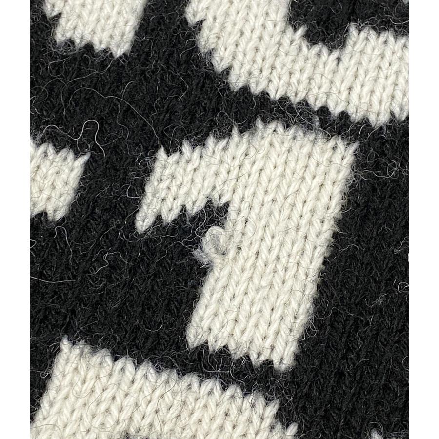 モンクレール ニット インターシャ ブラック ホワイト 19aw レディース 
