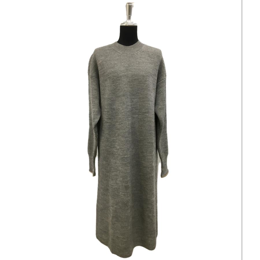 美品 イレーヴ 肘パッチ 長袖ニットワンピース グレー 168-8255058