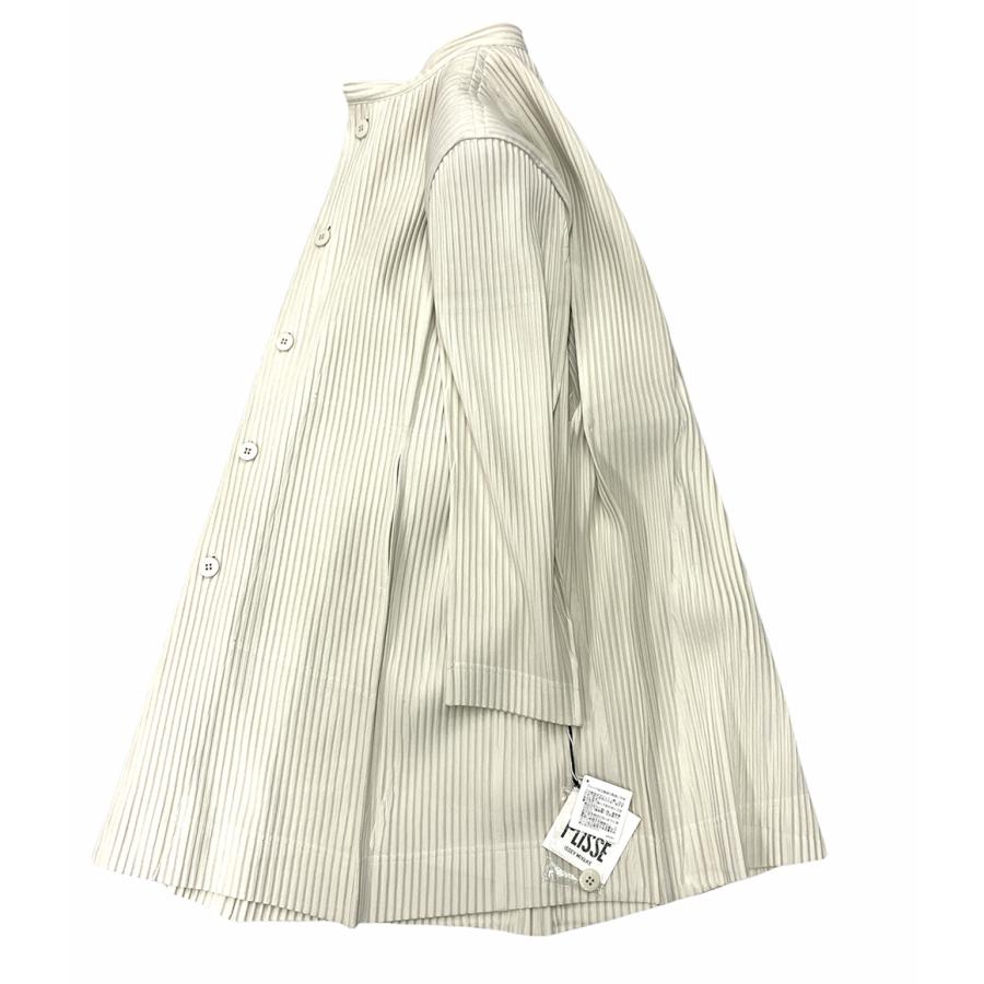 美品 オム プリッセ イッセイミヤケ プリーツ加工スタンドカラーコート