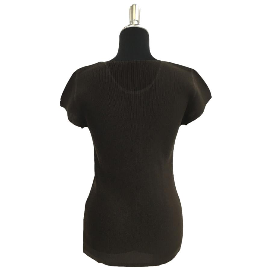 プリーツプリーズ プリーツ半袖カットソー 無地 ブラウン PP03FK303