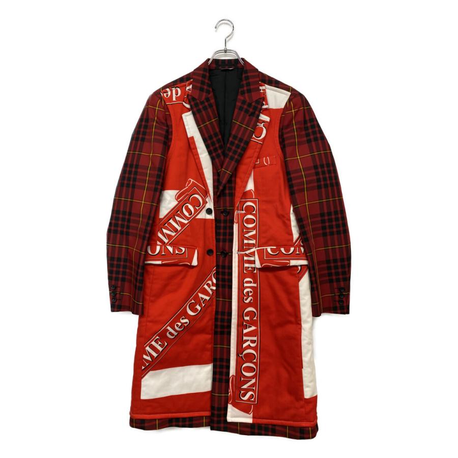 18ss コムデギャルソンオムプリュス　チェスターコート 美品 コムデギャルソンオムプリュス レイヤードチェックコート 20AW PF
