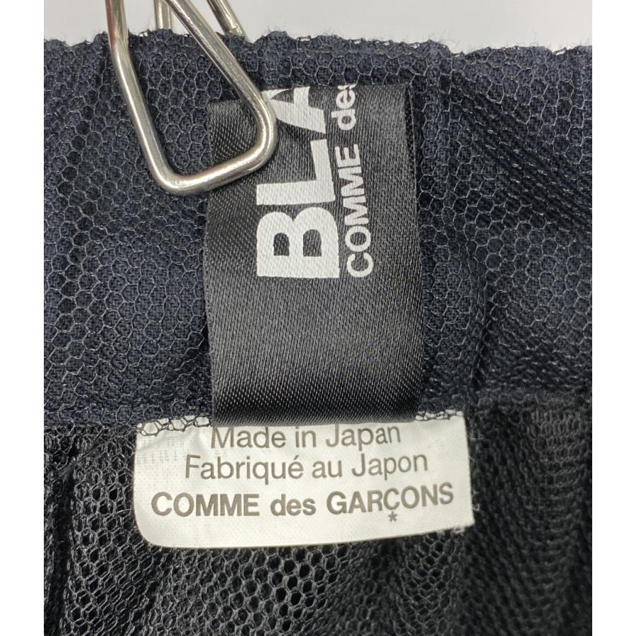 ブラック コムデギャルソン　チュール スカート コムデギャルソンCOMME des GARCONS サテンテープ切替チュールギャザー