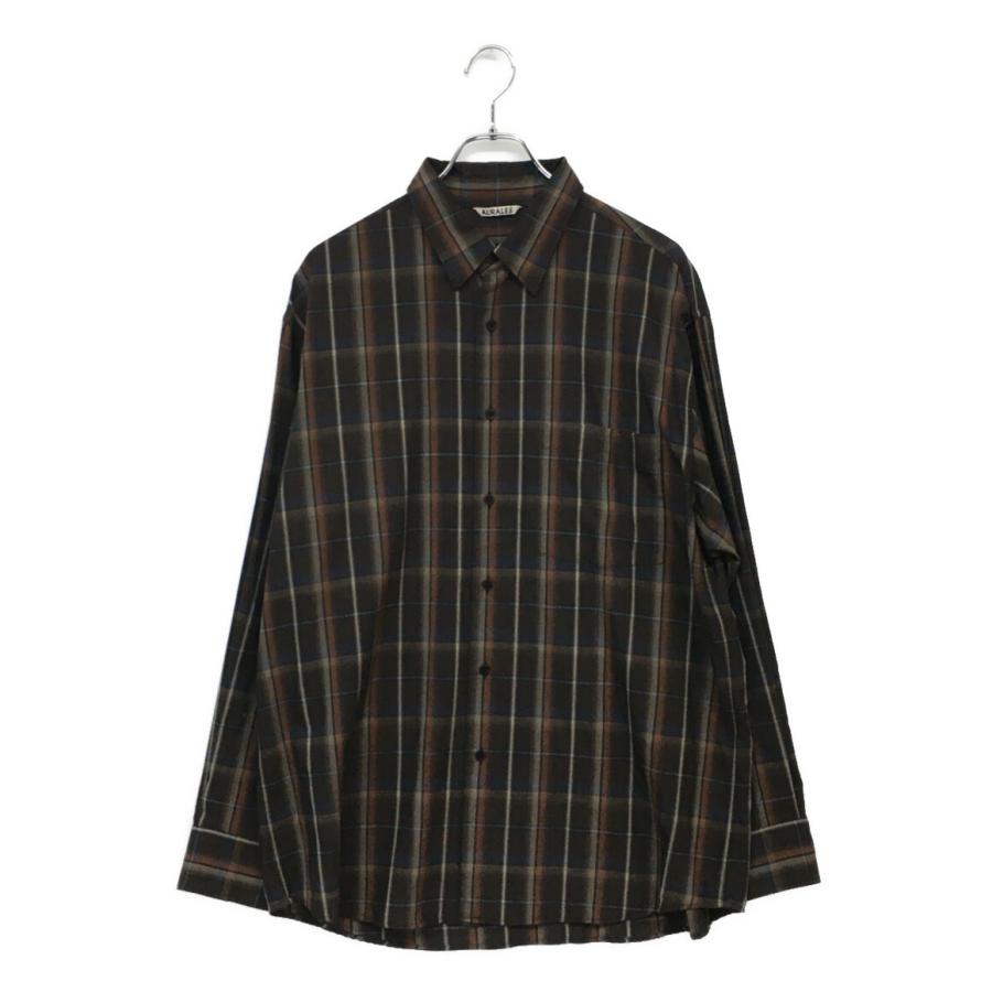 AURALEE 24SS チェックシャツ ブラウン 3 美品 オーラリー 長袖シャツ チェック ブラウン系 24SS A24SS01LC