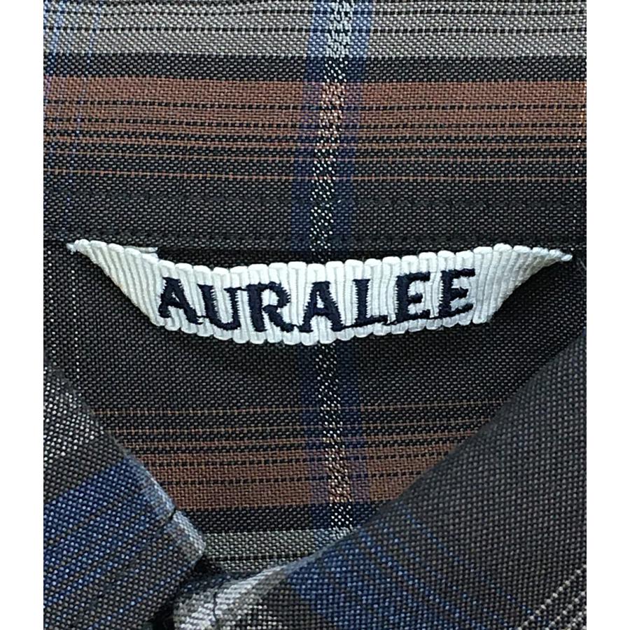 美品 オーラリー 長袖シャツ チェック ブラウン系 24SS A24SS01LC