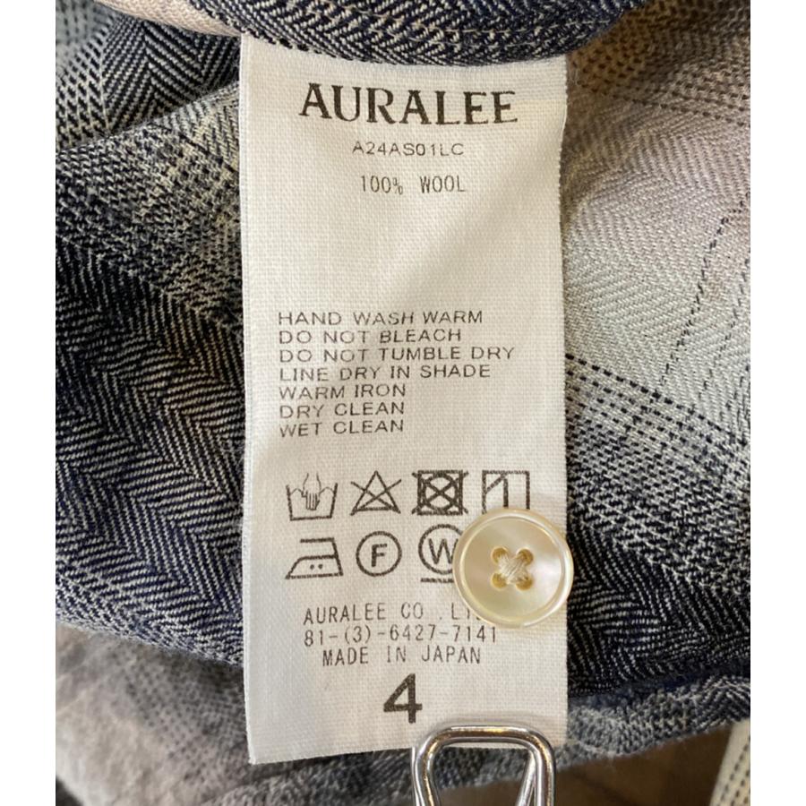 オーラリー 長袖シャツ 24SS グレー×ピンク チェック メンズ SIZE 4