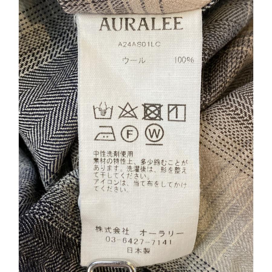 オーラリー 長袖シャツ 24SS グレー×ピンク チェック メンズ SIZE 4