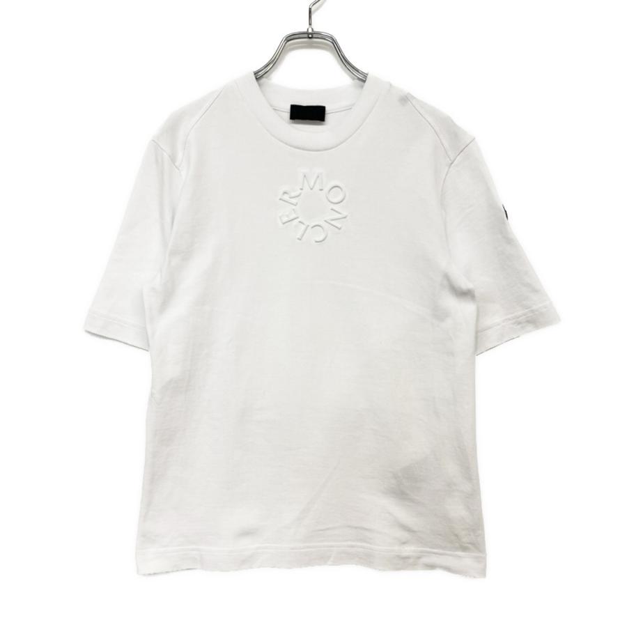 MONCLER（モンクレール） 半袖Tシャツ ホワイト エンボス加工ロゴ